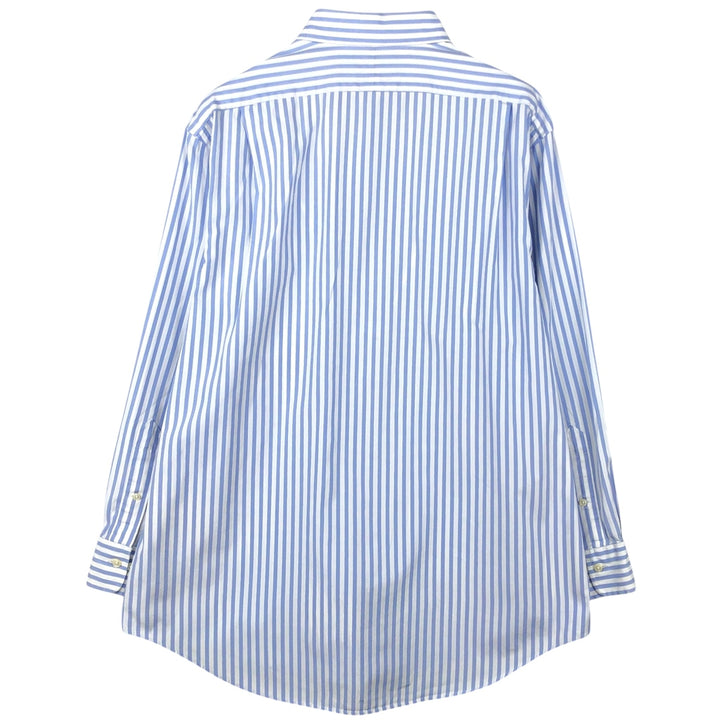 Ralph Lauren CURHAM Long-Sleeve Cotton Stripe Shirt, Men's Size XL (approx.) cotton Navy blue Vintage Second Hand