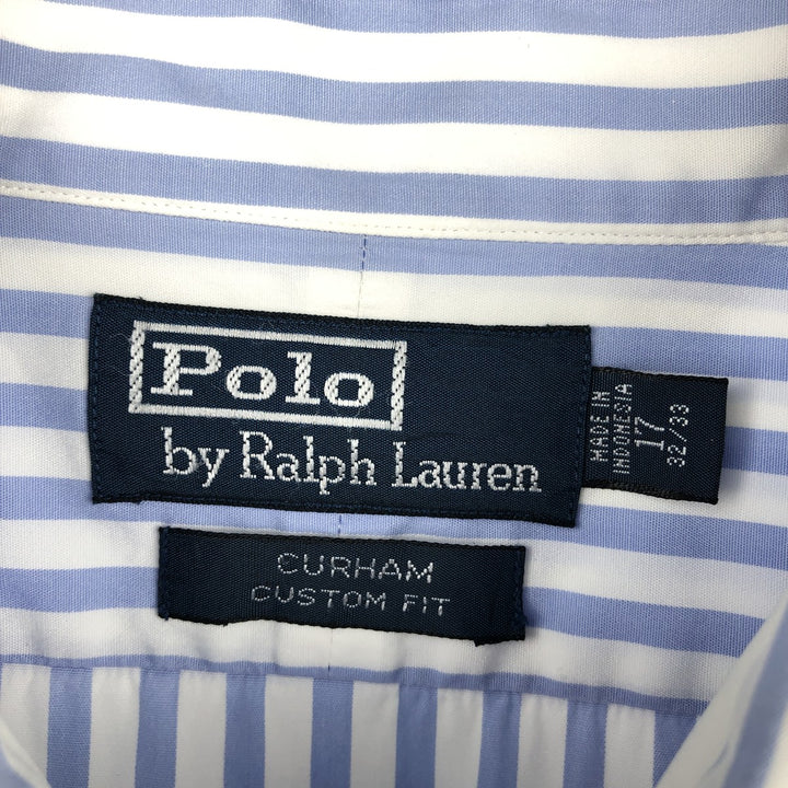 Ralph Lauren CURHAM Long-Sleeve Cotton Stripe Shirt, Men's Size XL (approx.) cotton Navy blue Vintage Second Hand