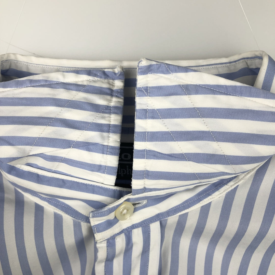 Ralph Lauren CURHAM Long-Sleeve Cotton Stripe Shirt, Men's Size XL (approx.) cotton Navy blue Vintage Second Hand
