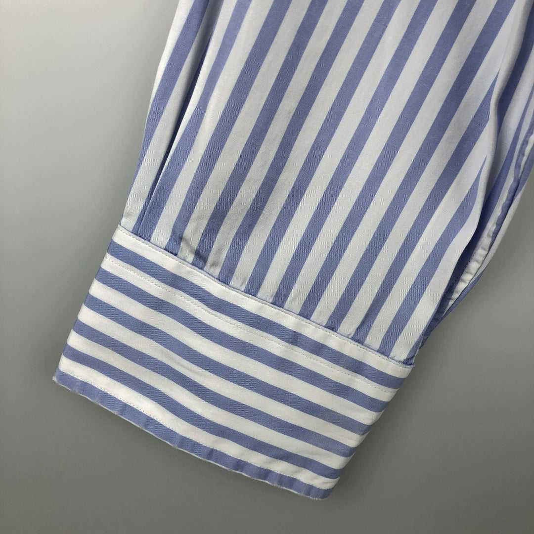 Ralph Lauren CURHAM Long-Sleeve Cotton Stripe Shirt, Men's Size XL (approx.) cotton Navy blue Vintage Second Hand
