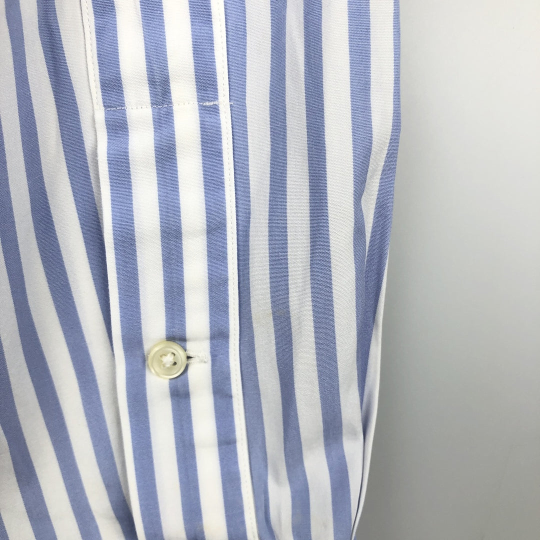 Ralph Lauren CURHAM Long-Sleeve Cotton Stripe Shirt, Men's Size XL (approx.) cotton Navy blue Vintage Second Hand