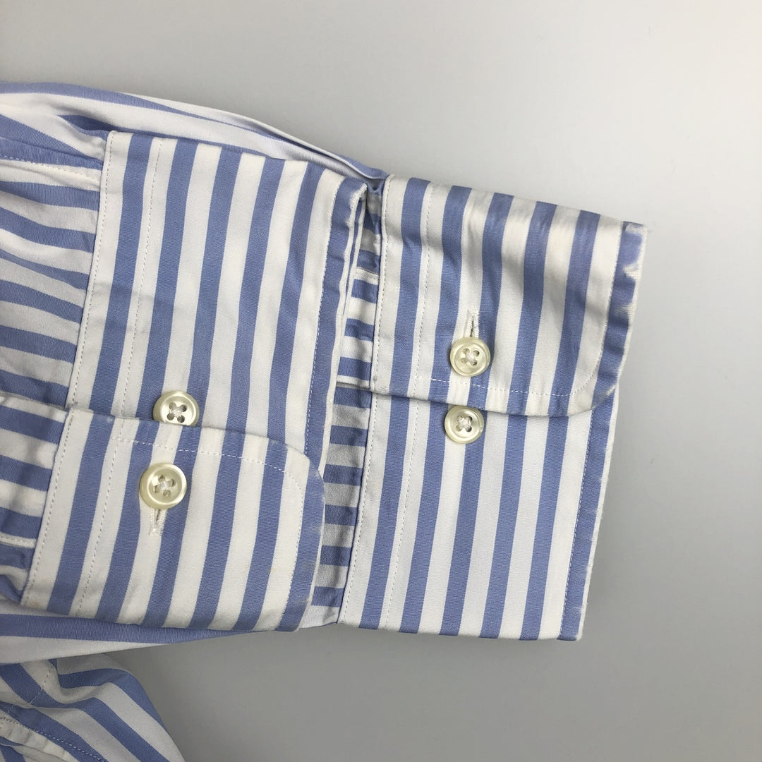Ralph Lauren CURHAM Long-Sleeve Cotton Stripe Shirt, Men's Size XL (approx.) cotton Navy blue Vintage Second Hand