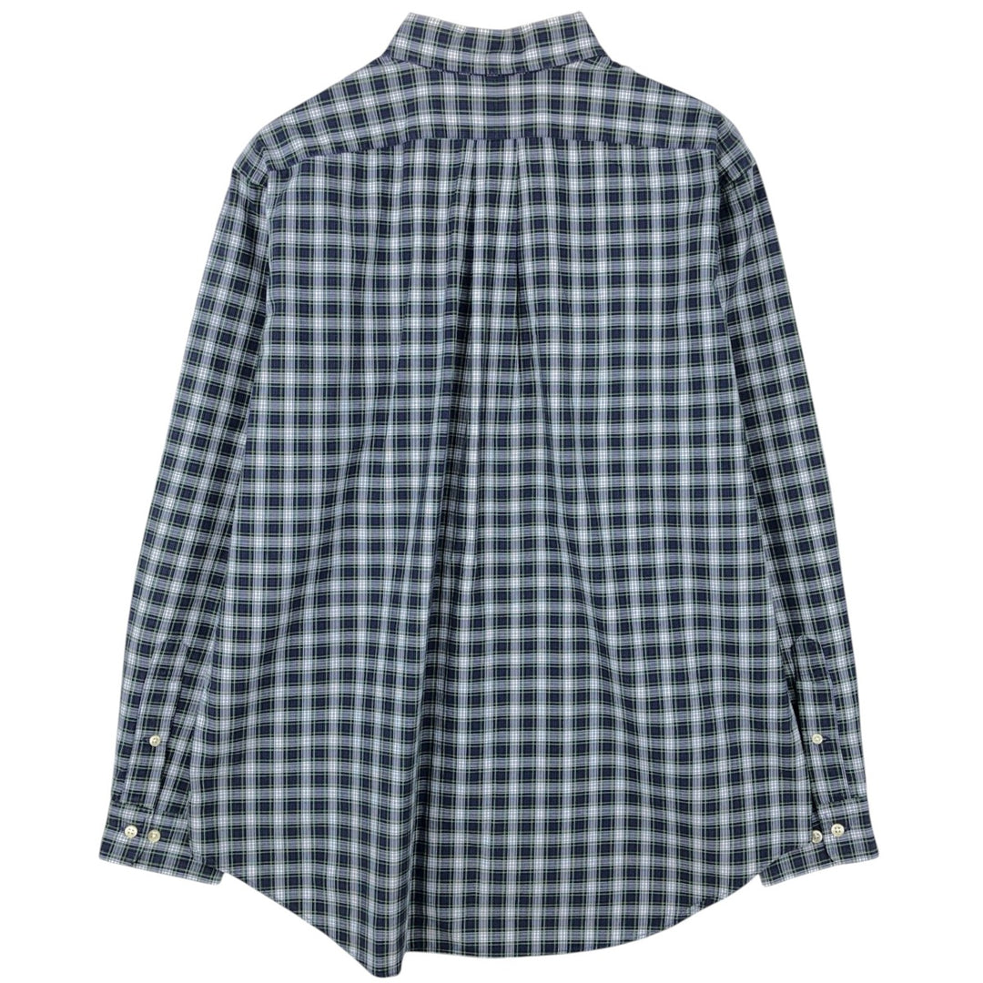 Ralph Lauren Classic Fit Long Sleeve Button Down Check Shirt Men's Size L cotton navy blue type Vintage Second Hand