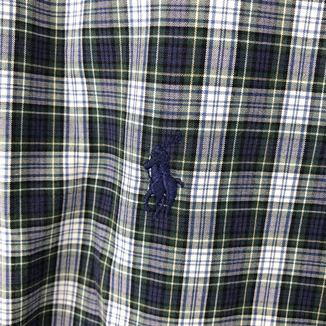 Ralph Lauren Classic Fit Long Sleeve Button Down Check Shirt Men's Size L cotton navy blue type Vintage Second Hand
