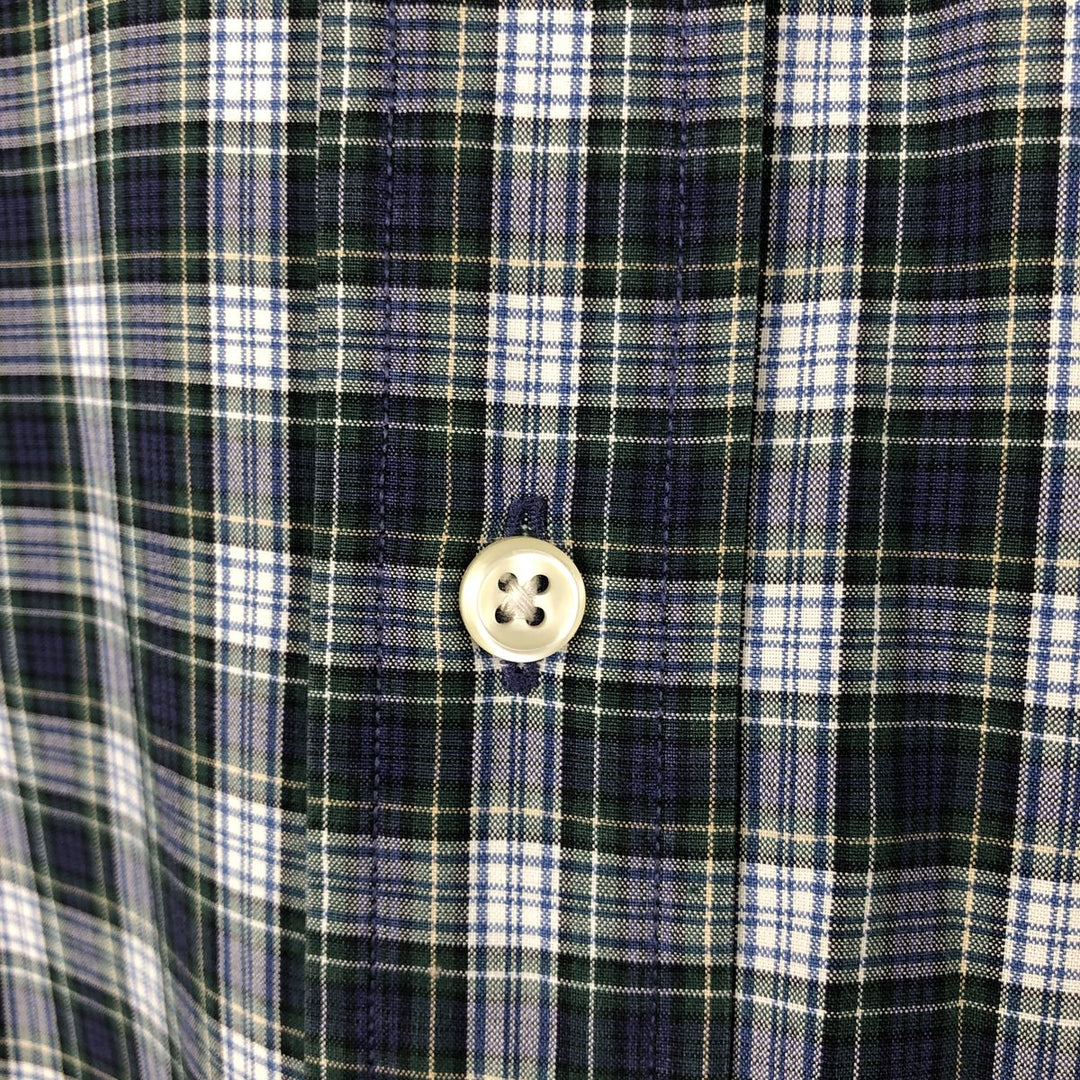 Ralph Lauren Classic Fit Long Sleeve Button Down Check Shirt Men's Size L cotton navy blue type Vintage Second Hand