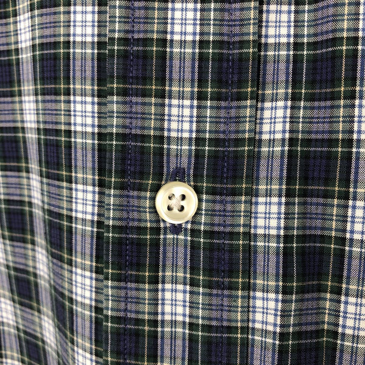 Ralph Lauren Classic Fit Long Sleeve Button Down Check Shirt Men's Size L cotton navy blue type Vintage Second Hand