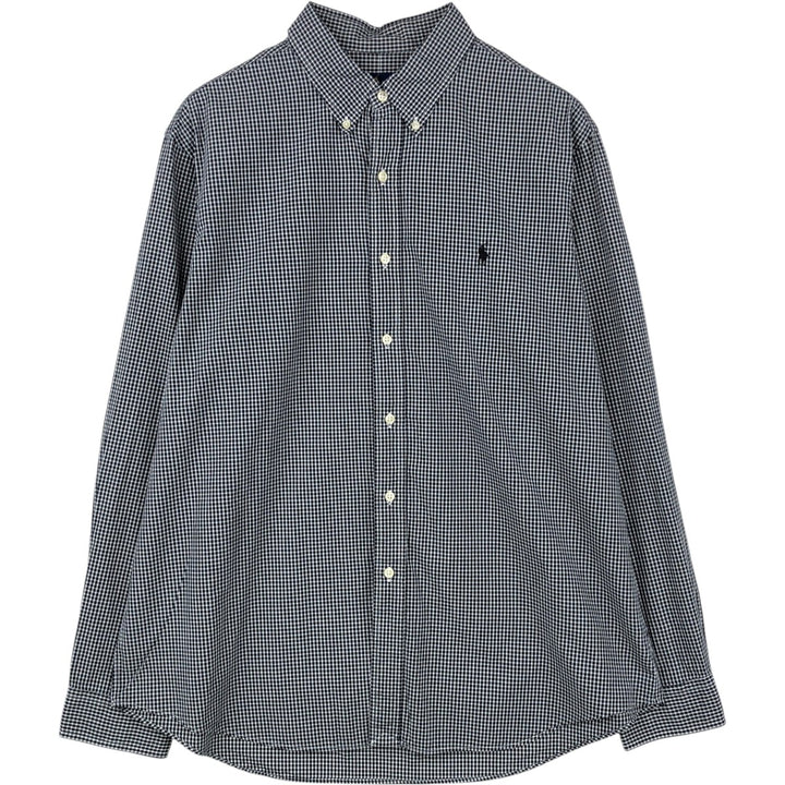 Ralph Lauren Gingham Check Long Sleeve Button-Down Check Shirt Men's XL cotton black type Vintage Second Hand
