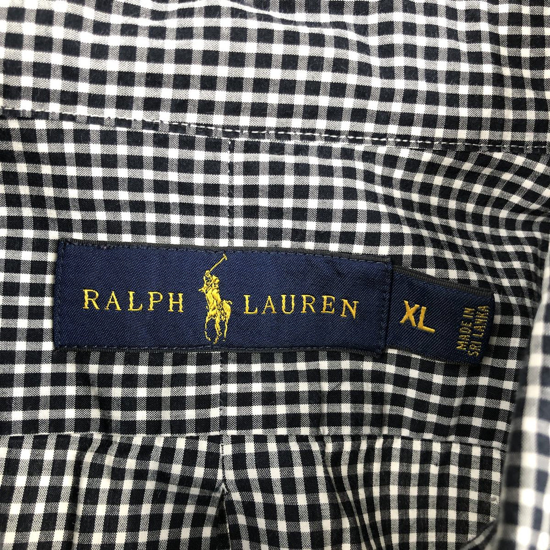 Ralph Lauren Gingham Check Long Sleeve Button-Down Check Shirt Men's XL cotton black type Vintage Second Hand