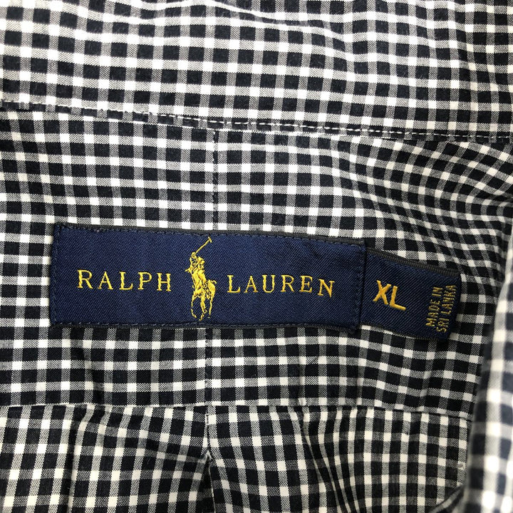 Ralph Lauren Gingham Check Long Sleeve Button-Down Check Shirt Men's XL cotton black type Vintage Second Hand
