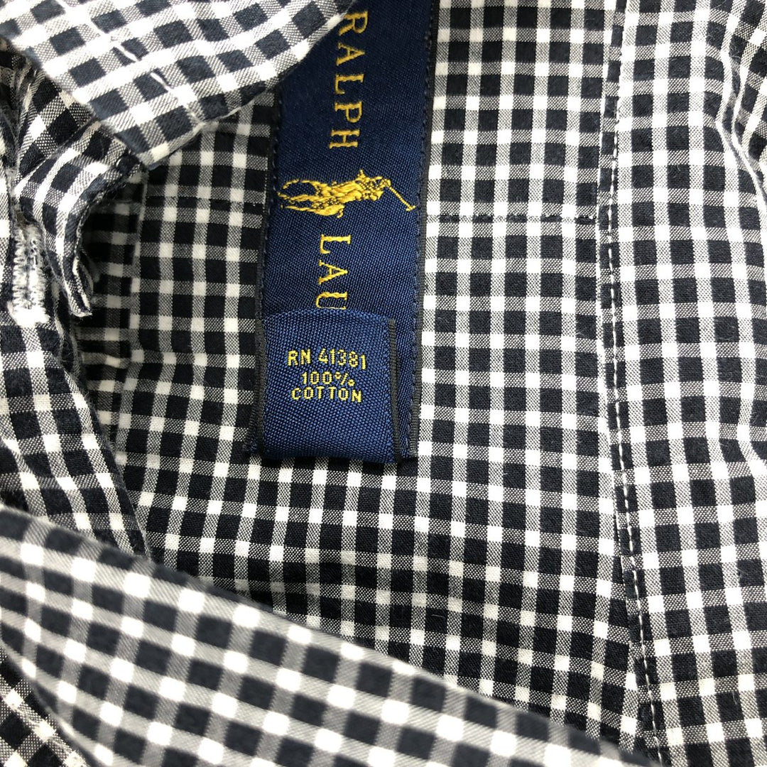 Ralph Lauren Gingham Check Long Sleeve Button-Down Check Shirt Men's XL cotton black type Vintage Second Hand