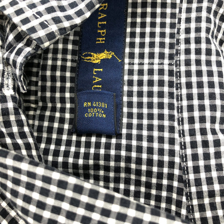 Ralph Lauren Gingham Check Long Sleeve Button-Down Check Shirt Men's XL cotton black type Vintage Second Hand