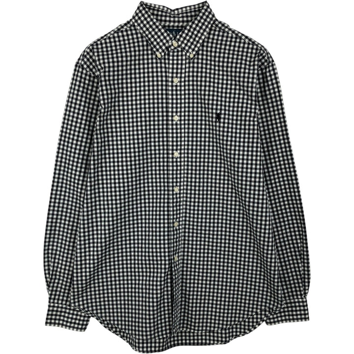 Ralph Lauren Classic Fit Gingham Check Long Sleeve Button-Down Check Shirt, Men's Size L cotton black type Vintage Second Hand