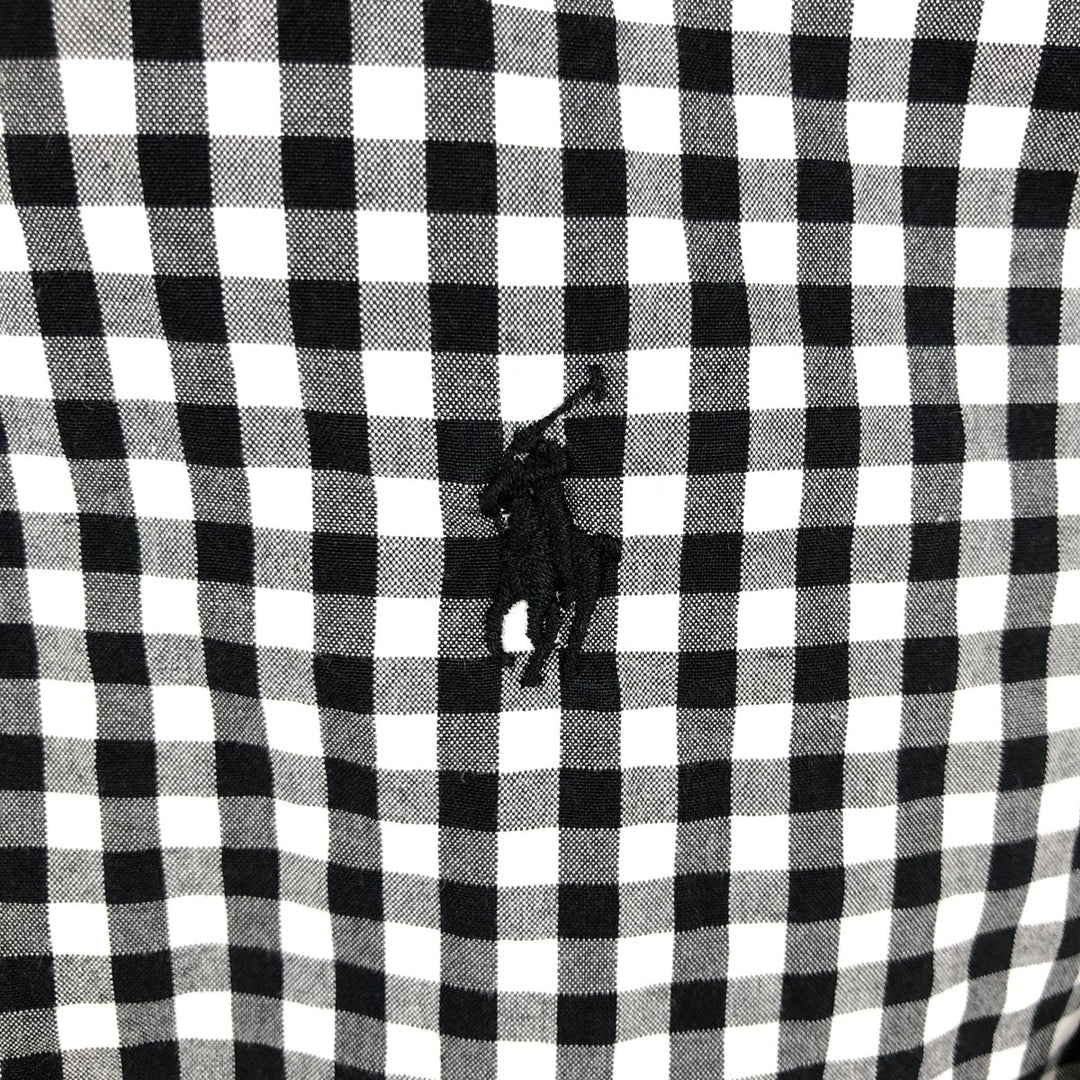 Ralph Lauren Classic Fit Gingham Check Long Sleeve Button-Down Check Shirt, Men's Size L cotton black type Vintage Second Hand