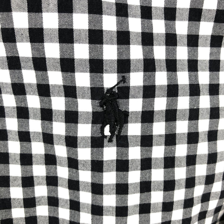 Ralph Lauren Classic Fit Gingham Check Long Sleeve Button-Down Check Shirt, Men's Size L cotton black type Vintage Second Hand