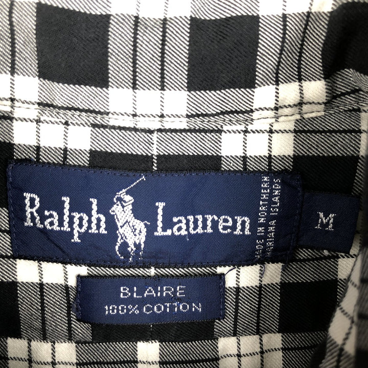 Ralph Lauren BLAIRE long sleeve button down check shirt, men's size M cotton black type Vintage Second Hand