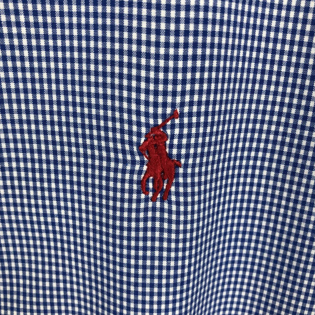 Ralph Lauren BLAIRE Gingham Check Long-Sleeve Button-Down Check Shirt, Men's Size L (approx.) cotton blue type Vintage Second Hand