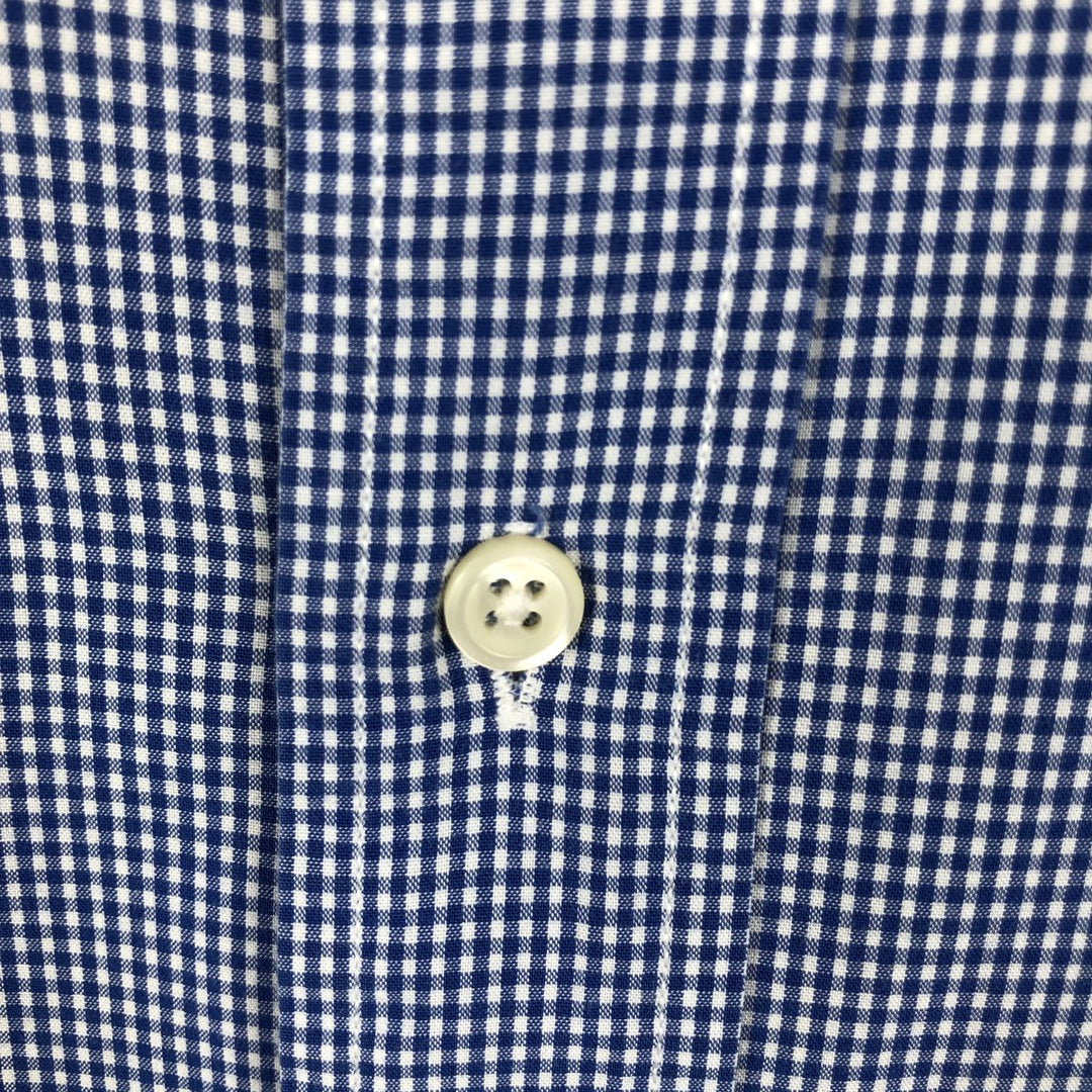 Ralph Lauren BLAIRE Gingham Check Long-Sleeve Button-Down Check Shirt, Men's Size L (approx.) cotton blue type Vintage Second Hand