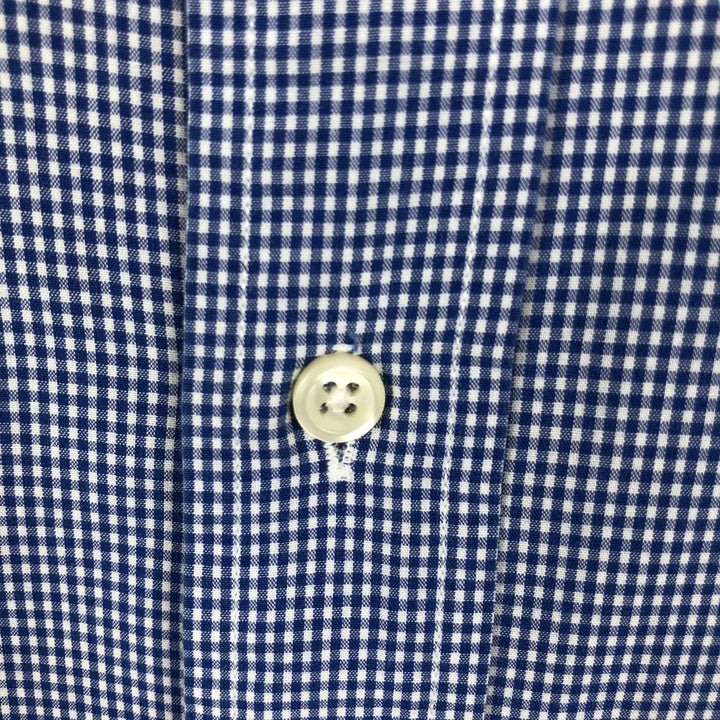Ralph Lauren BLAIRE Gingham Check Long-Sleeve Button-Down Check Shirt, Men's Size L (approx.) cotton blue type Vintage Second Hand