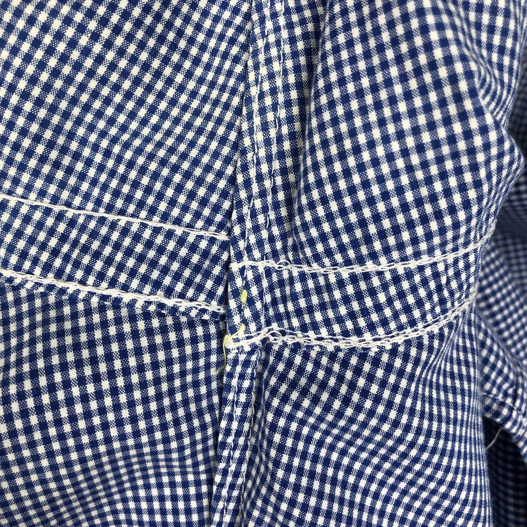 Ralph Lauren BLAIRE Gingham Check Long-Sleeve Button-Down Check Shirt, Men's Size L (approx.) cotton blue type Vintage Second Hand