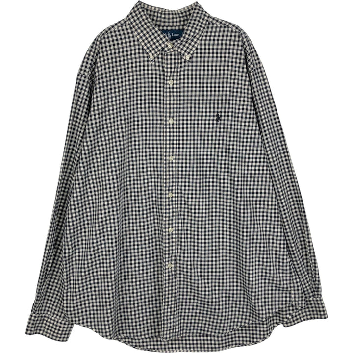 Ralph Lauren Classic Fit Gingham Check Long Sleeve Button-Down Check Shirt, Men's Size XL cotton black type Vintage Second Hand