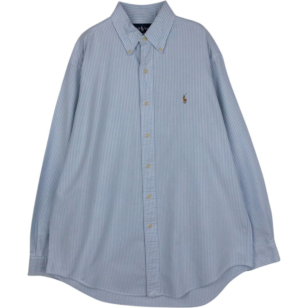 Ralph Lauren Classic Fit Long Sleeve Button Down Striped Shirt Men's M cotton Blue type light blue Vintage Second Hand