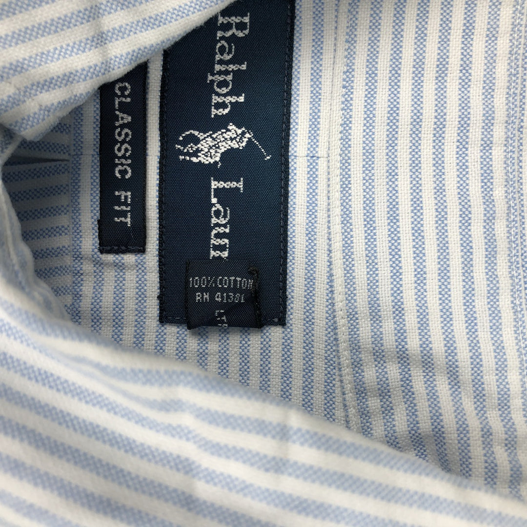 Ralph Lauren Classic Fit Long Sleeve Button Down Striped Shirt Men's M cotton Blue type light blue Vintage Second Hand