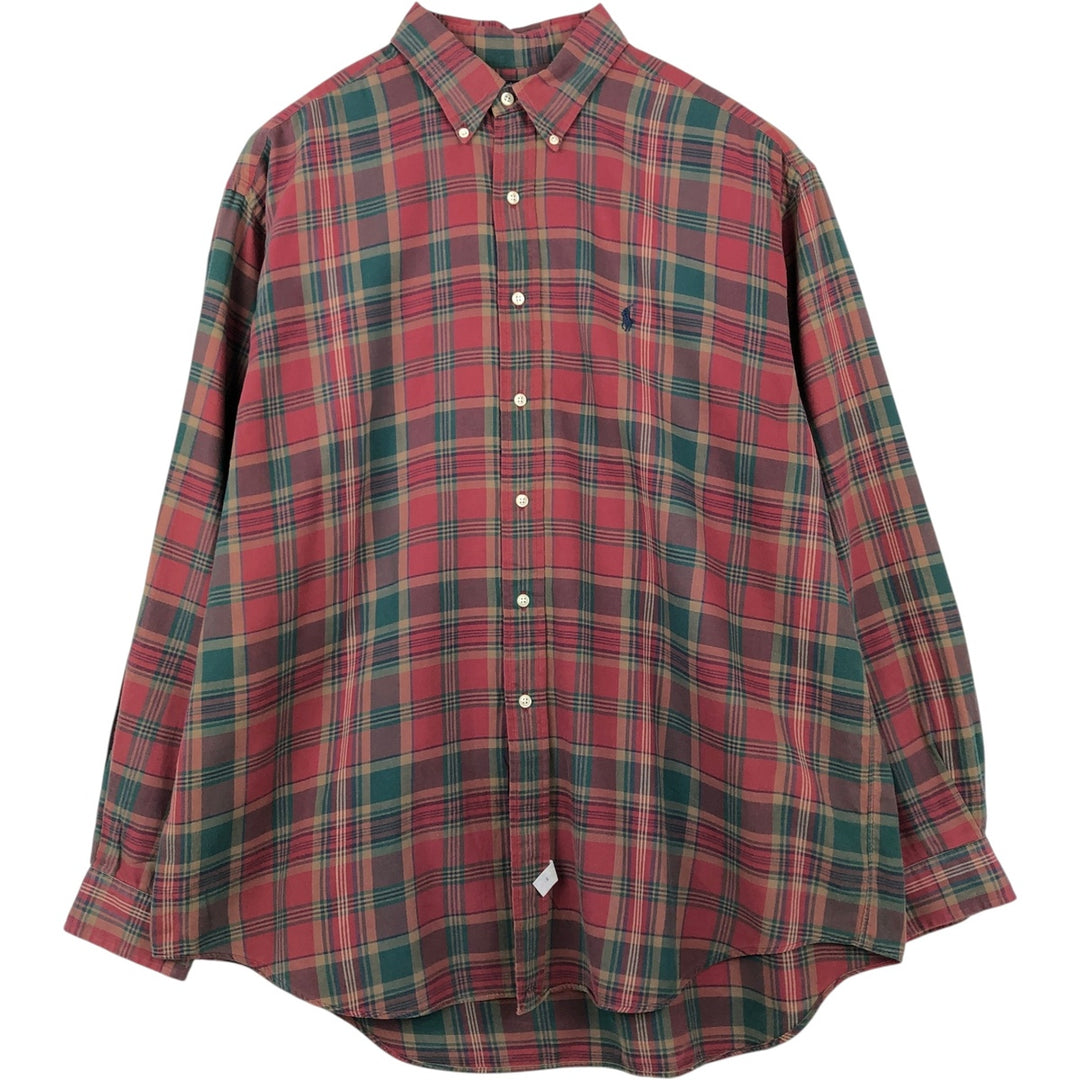 Ralph Lauren long sleeve button down check shirt, men's XL size cotton red type Vintage Second Hand