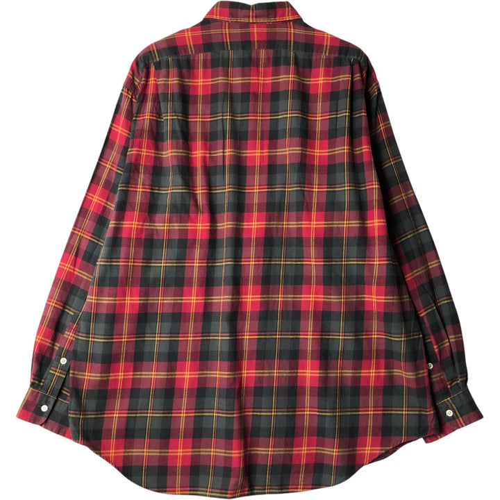 Ralph Lauren POLO by Ralph Lauren long sleeve cotton check shirt, men's XL size cotton red type Vintage Second Hand