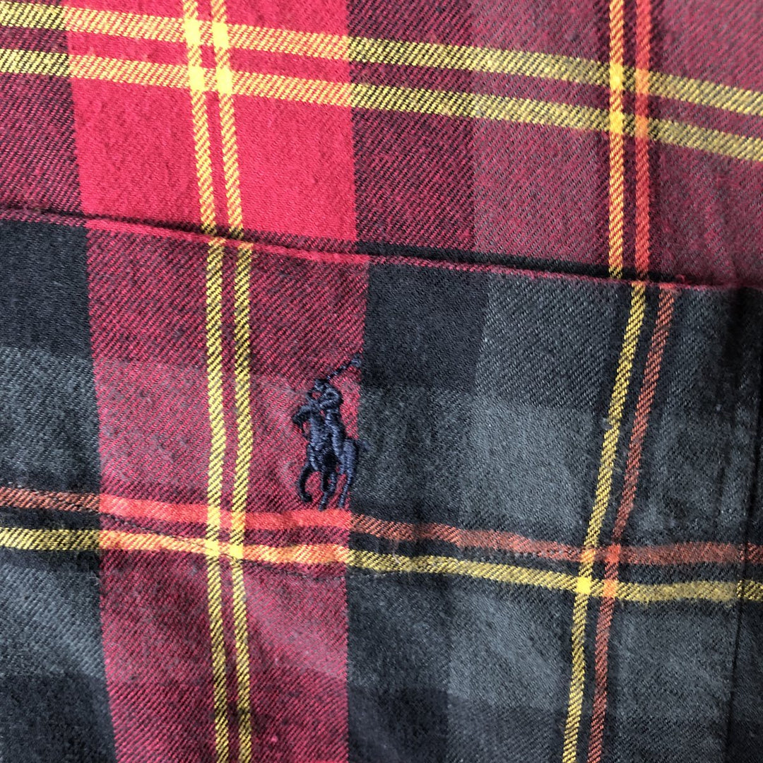 Ralph Lauren POLO by Ralph Lauren long sleeve cotton check shirt, men's XL size cotton red type Vintage Second Hand