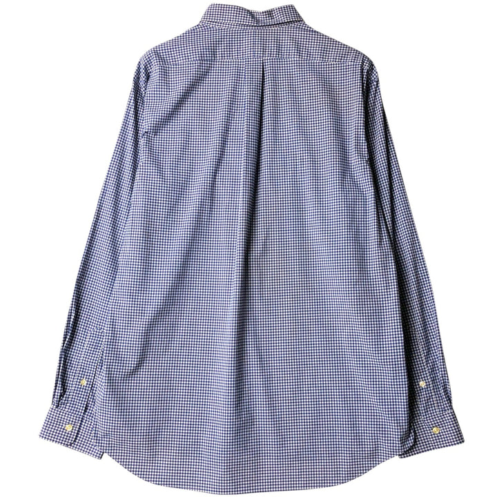 Ralph Lauren Classic Fit Gingham Check Long Sleeve Button-Down Check Shirt, Men's Size XL Nylon navy blue type Vintage Second Hand