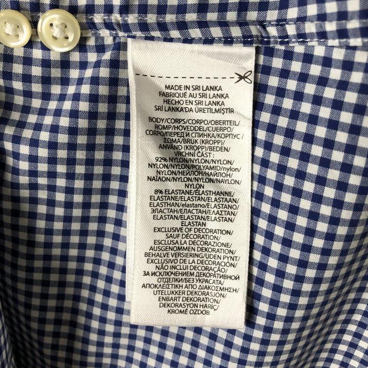 Ralph Lauren Classic Fit Gingham Check Long Sleeve Button-Down Check Shirt, Men's Size XL Nylon navy blue type Vintage Second Hand