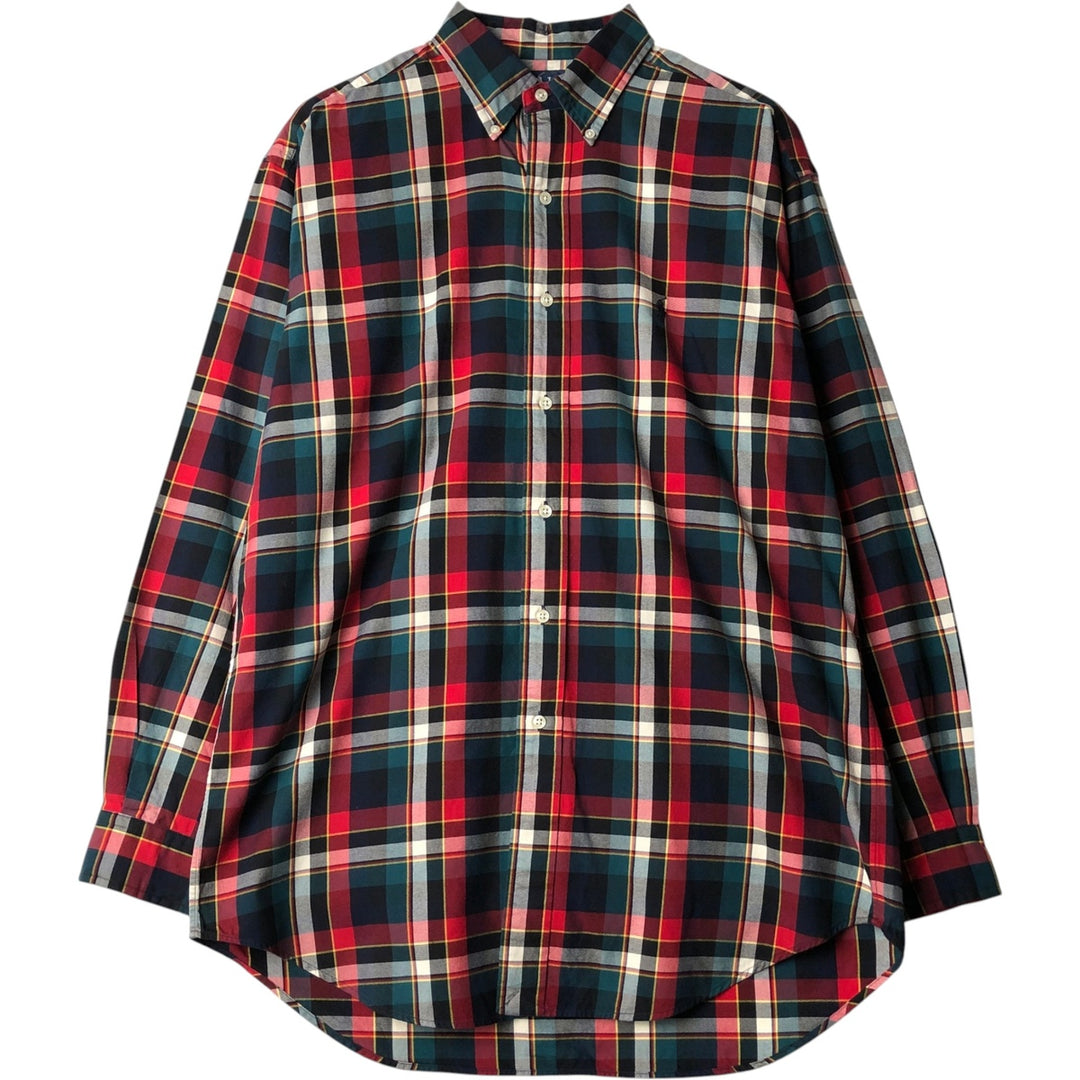 Ralph Lauren BLAKE long sleeve button down check shirt, men's size M cotton navy blue type Vintage Second Hand