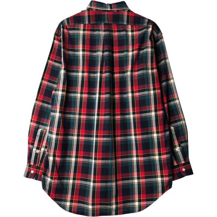 Ralph Lauren BLAKE long sleeve button down check shirt, men's size M cotton navy blue type Vintage Second Hand