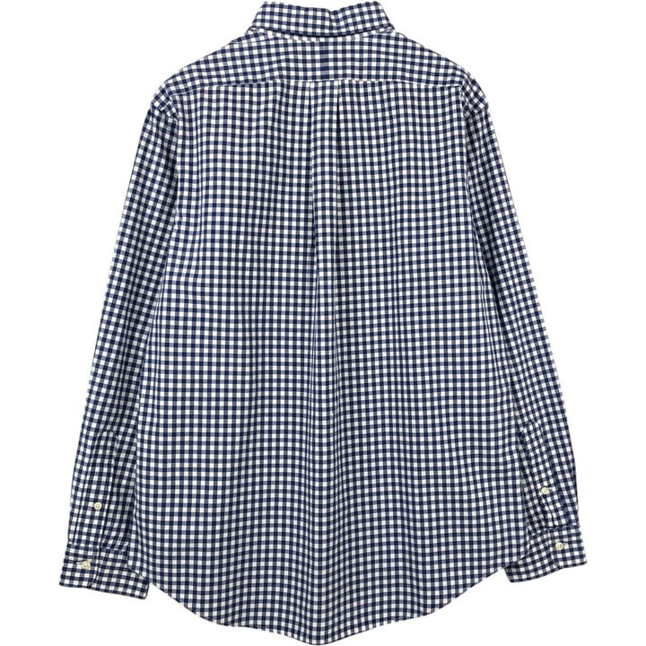 Ralph Lauren CUSTOM FIT Gingham Check Long Sleeve Button Down Check Shirt Men's L size cotton blue type Vintage Second Hand