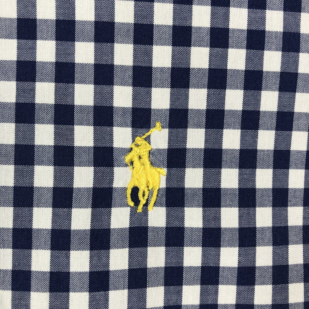 Ralph Lauren CUSTOM FIT Gingham Check Long Sleeve Button Down Check Shirt Men's L size cotton blue type Vintage Second Hand