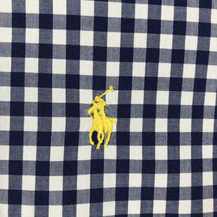 Ralph Lauren CUSTOM FIT Gingham Check Long Sleeve Button Down Check Shirt Men's L size cotton blue type Vintage Second Hand