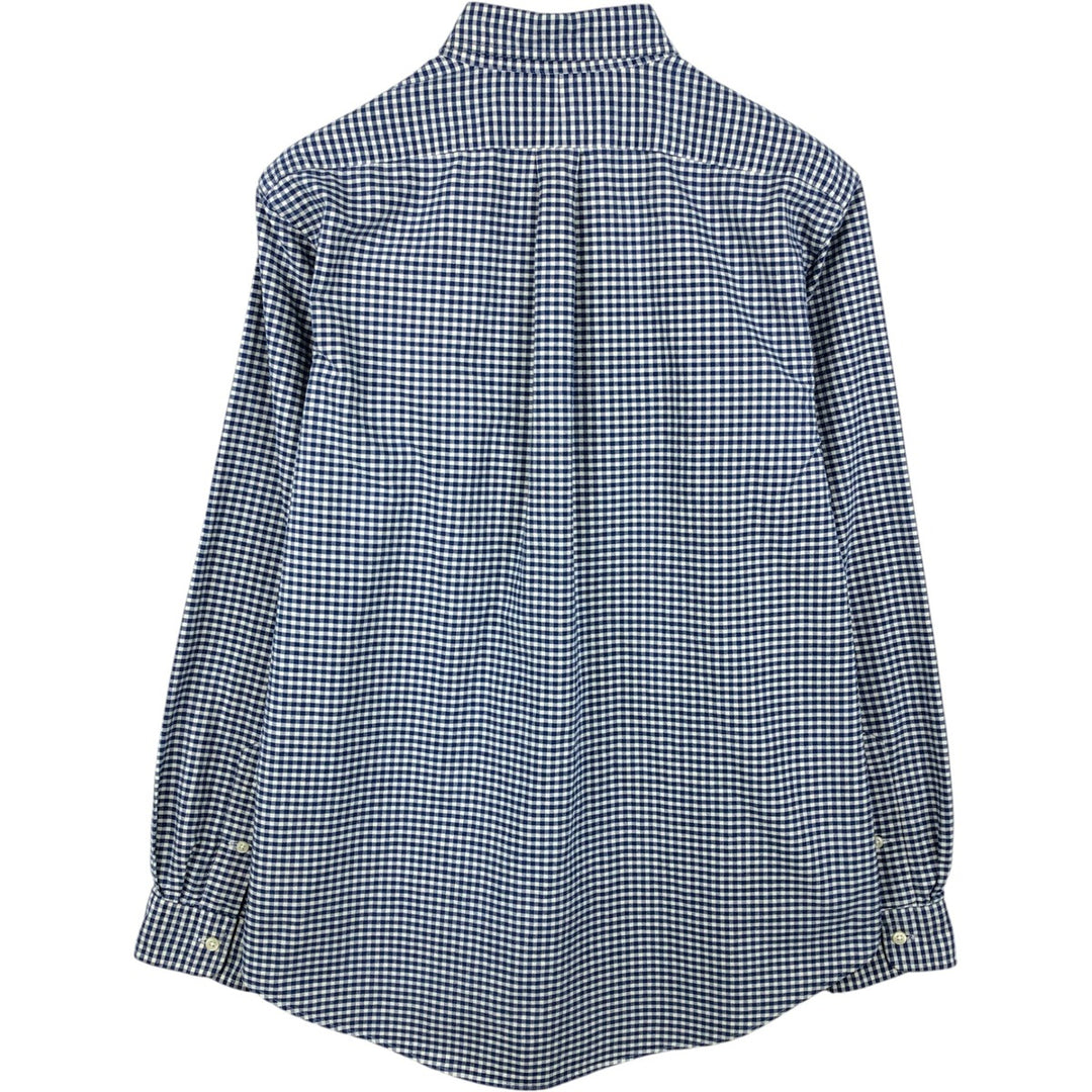 Ralph Lauren CUSTOM FIT Gingham Check Long Sleeve Button Down Check Shirt Men's L size cotton navy blue type Vintage Second Hand