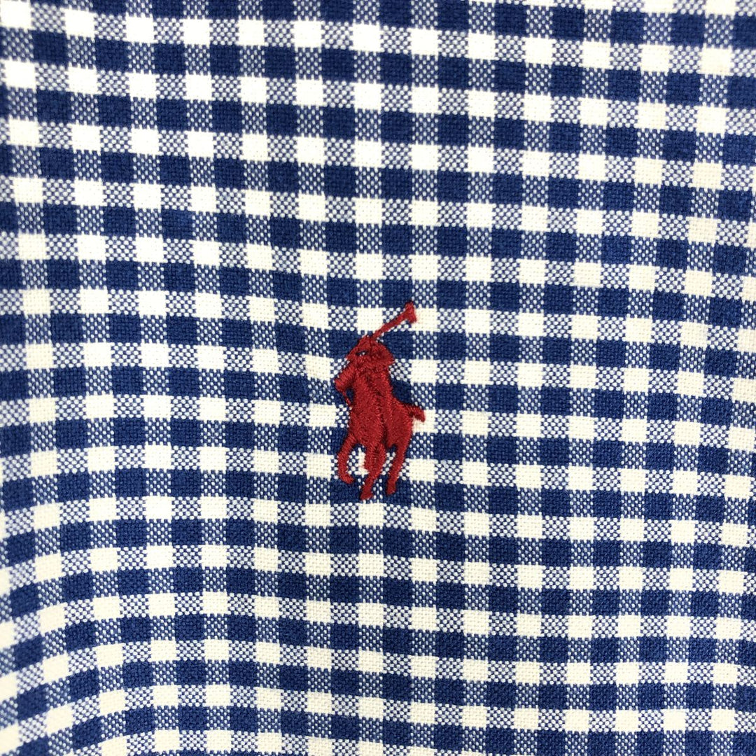 Ralph Lauren CUSTOM FIT Gingham Check Long Sleeve Button Down Check Shirt Men's L size cotton navy blue type Vintage Second Hand