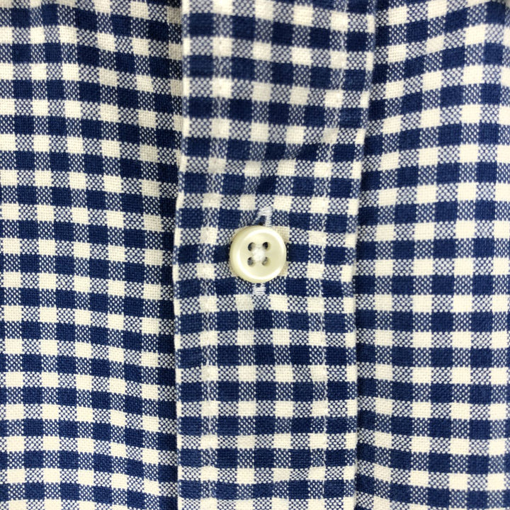 Ralph Lauren CUSTOM FIT Gingham Check Long Sleeve Button Down Check Shirt Men's L size cotton navy blue type Vintage Second Hand