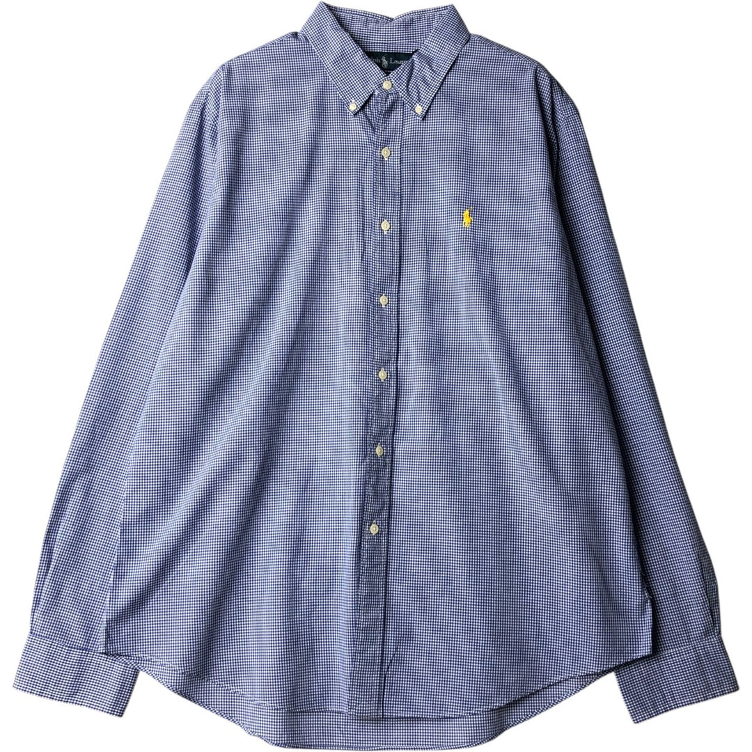 Ralph Lauren CUSTOM FIT Gingham Check Long Sleeve Button Down Check Shirt Men's XL cotton blue type Vintage Second Hand
