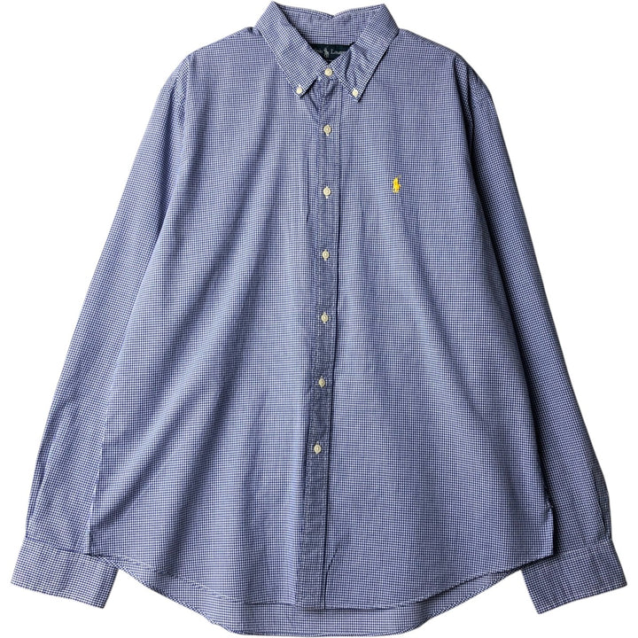Ralph Lauren CUSTOM FIT Gingham Check Long Sleeve Button Down Check Shirt Men's XL cotton blue type Vintage Second Hand