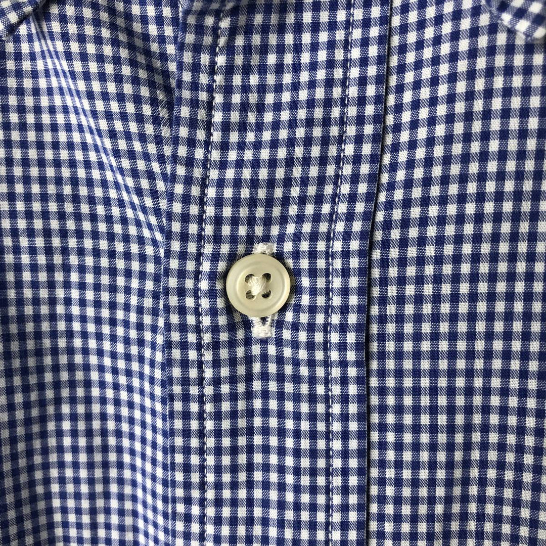 Ralph Lauren CUSTOM FIT Gingham Check Long Sleeve Button Down Check Shirt Men's XL cotton blue type Vintage Second Hand