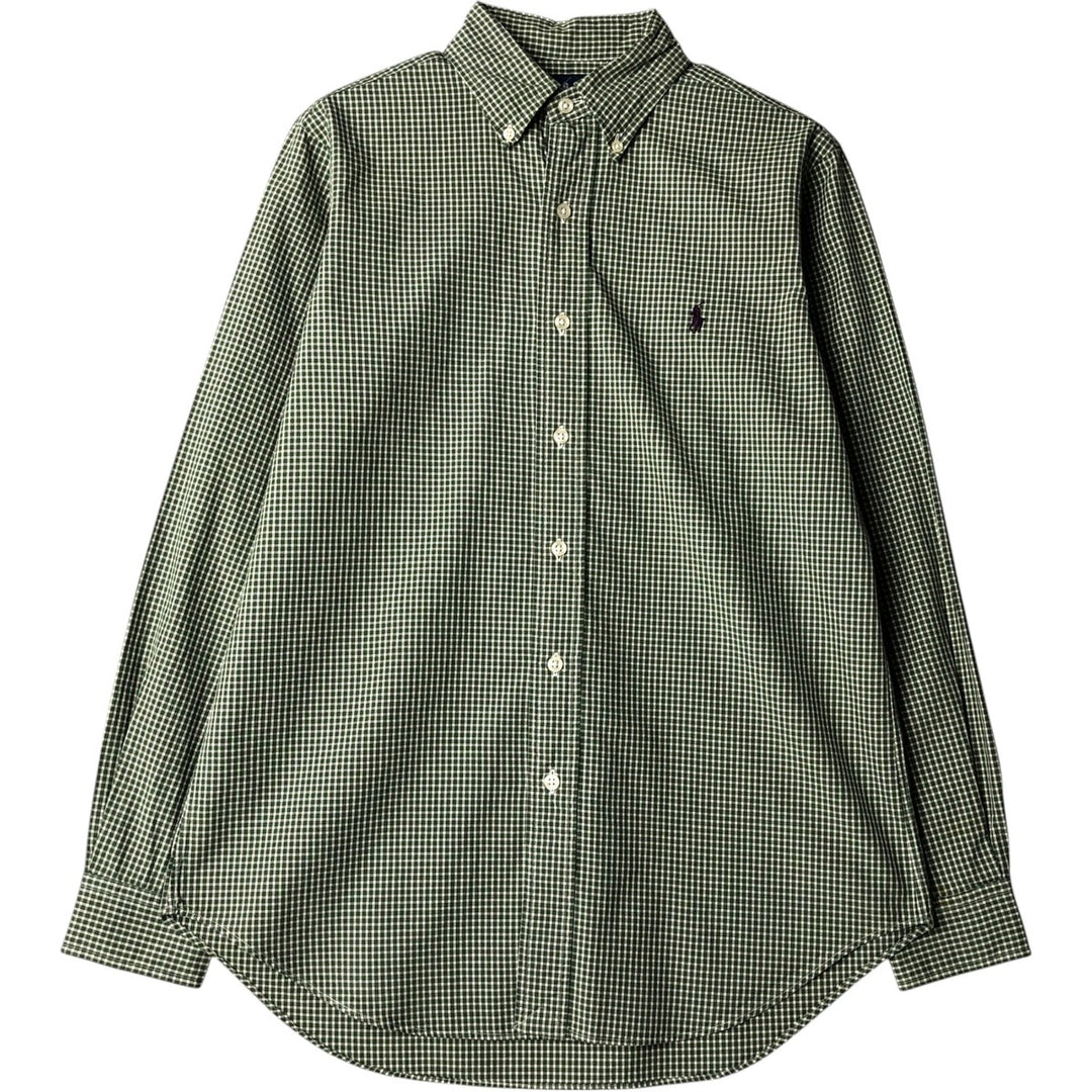 Ralph Lauren Classic Fit Long Sleeve Button-Down Check Shirt, Men's Size Small cotton green type Vintage Second Hand