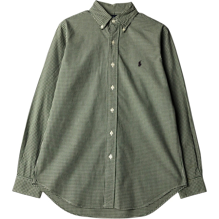 Ralph Lauren Classic Fit Long Sleeve Button-Down Check Shirt, Men's Size Small cotton green type Vintage Second Hand