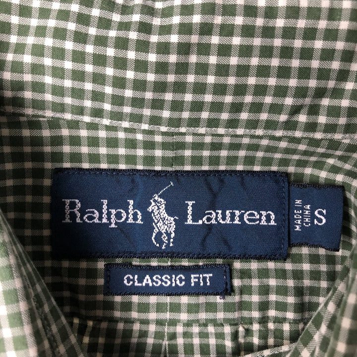 Ralph Lauren Classic Fit Long Sleeve Button-Down Check Shirt, Men's Size Small cotton green type Vintage Second Hand