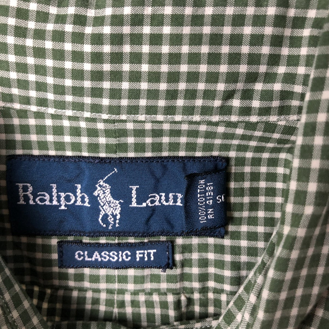 Ralph Lauren Classic Fit Long Sleeve Button-Down Check Shirt, Men's Size Small cotton green type Vintage Second Hand