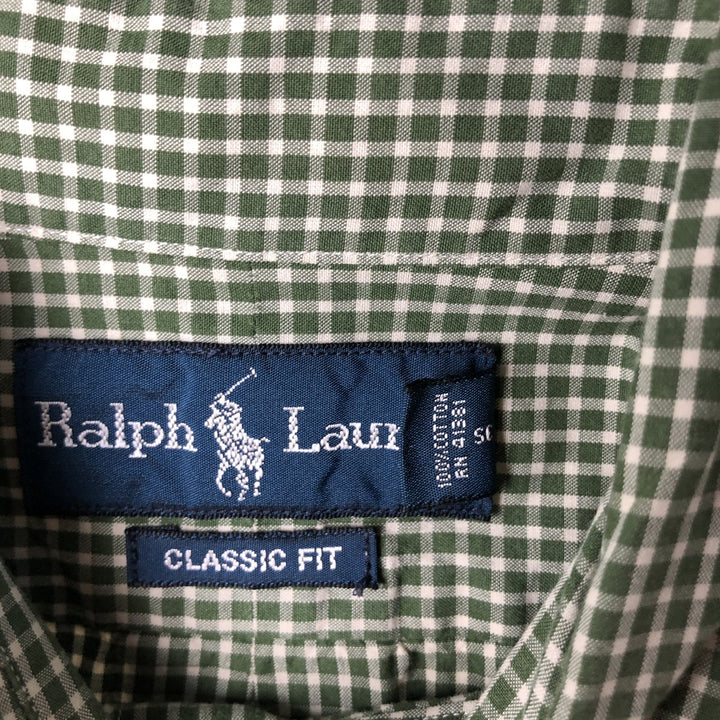 Ralph Lauren Classic Fit Long Sleeve Button-Down Check Shirt, Men's Size Small cotton green type Vintage Second Hand