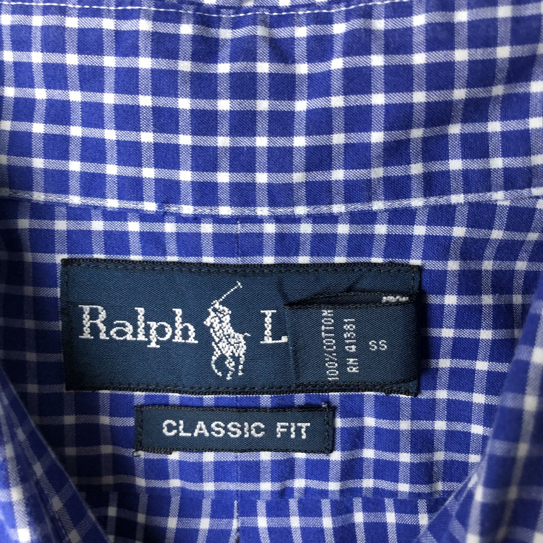 Ralph Lauren Classic Fit Long Sleeve Button Down Check Shirt Men's XL cotton blue type Vintage Second Hand