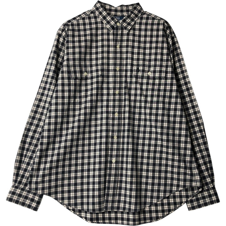 Ralph Lauren POLO by Ralph Lauren CLASSIC FIT long sleeve cotton check shirt, men's XL size cotton black type Vintage Second Hand