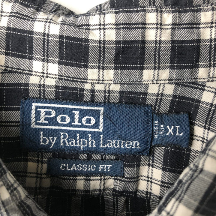 Ralph Lauren POLO by Ralph Lauren CLASSIC FIT long sleeve cotton check shirt, men's XL size cotton black type Vintage Second Hand